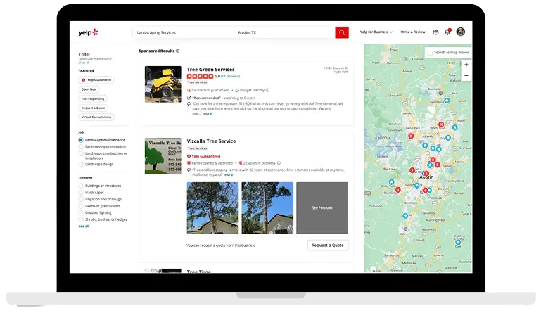 Yelp advertising campaign launch on laptop