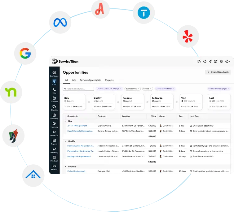 CRM integration workflow for home services lead tracking
